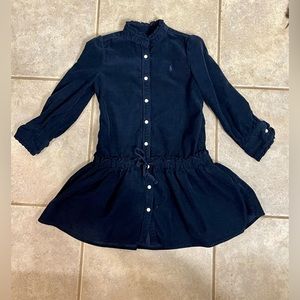 Ralph Lauren Girls Corduroy Button Down Dress Size 5